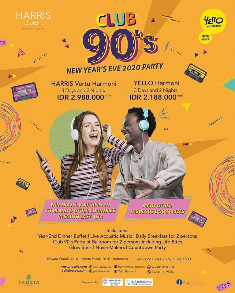 HARRIS Vertu Harmoni & Yello Hotel Harmoni Jakarta Hadirkan Konsep 90’s saat Pergantian Tahun Baru