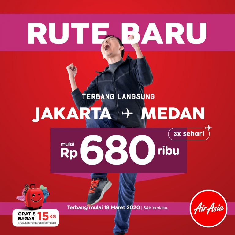 AirAsia buka penerbangan 3 kali sehari Medan Kualanamu – Jakarta